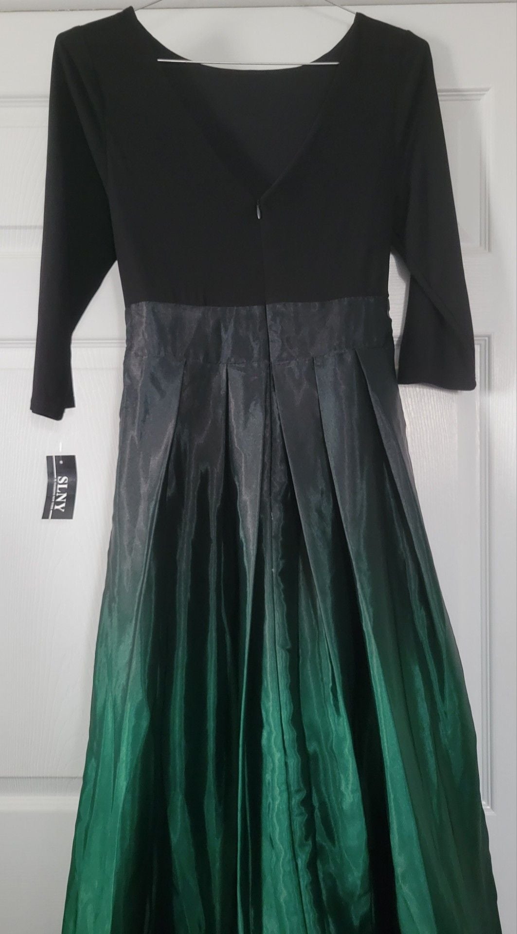 SL FASHIONS 3/4 Length Sleeve Ombre Dress, NWT,Black/Green 8