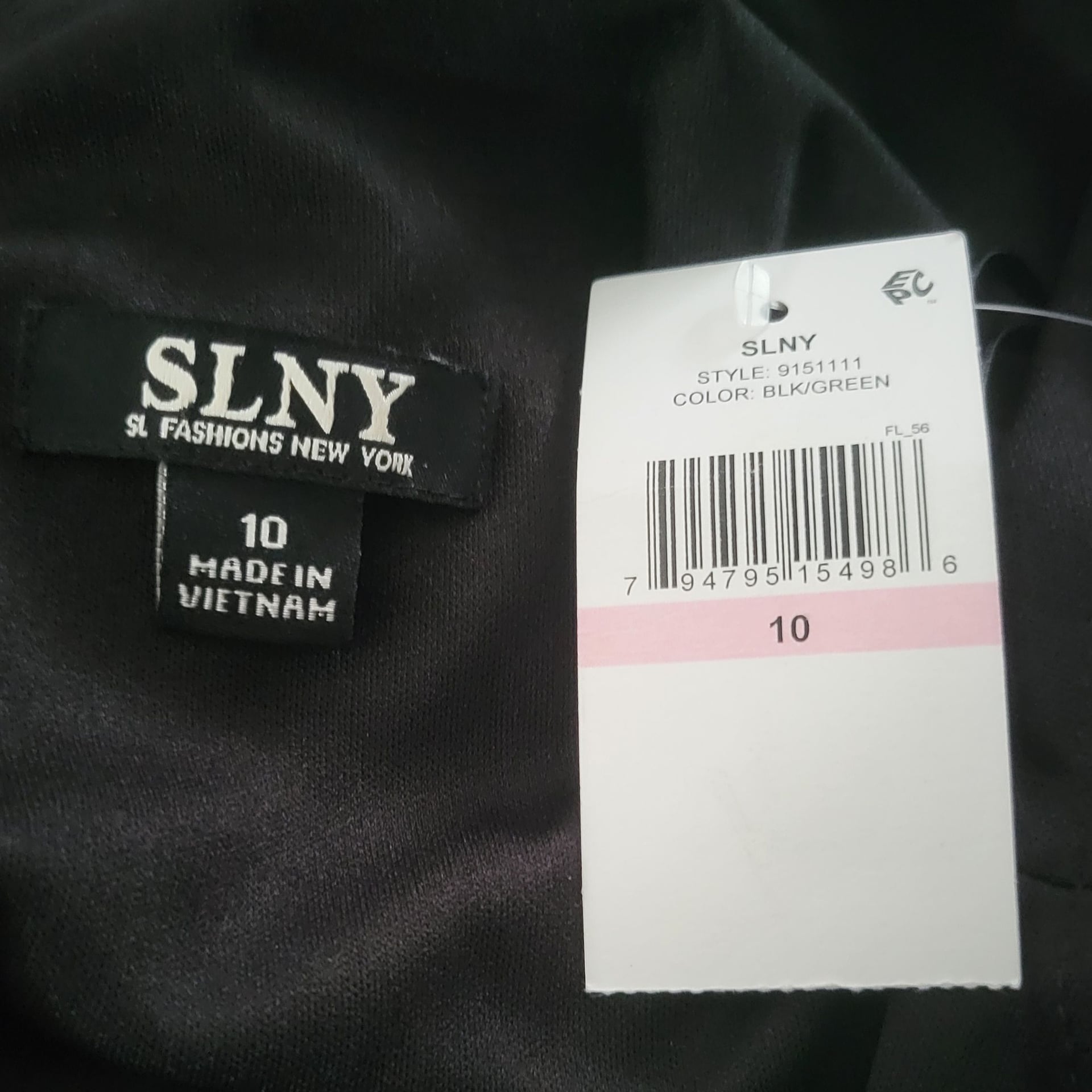 SL FASHIONS 3/4 Length Sleeve Ombre Dress, NWT,Black/Green 9