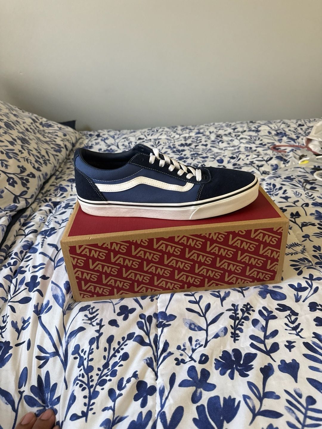 Vans Ward Low Top Men's Suede/Canvas Sneakers in Dress Blues/White 1