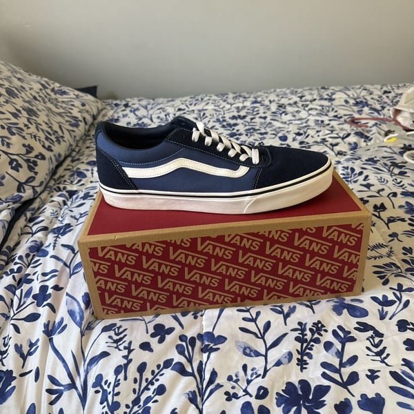 Vans Ward Low Top Men's Suede/Canvas Sneakers in Dress Blues/White