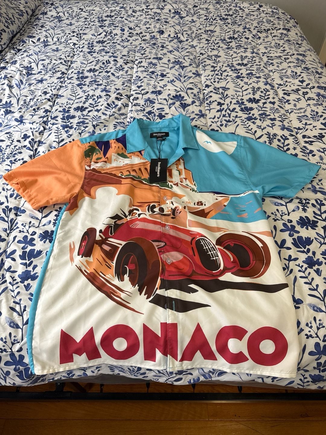 BrandMakers Monaco Grand Prix Vintage Racing Print Button-Down Shirt 2