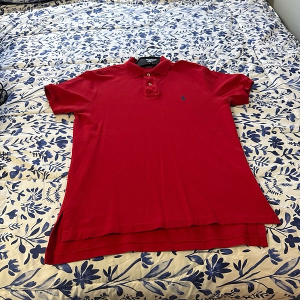 Vintage 90s Polo Ralph Lauren Shirt Mens Medium Red Pony Preppy Short Sleeve