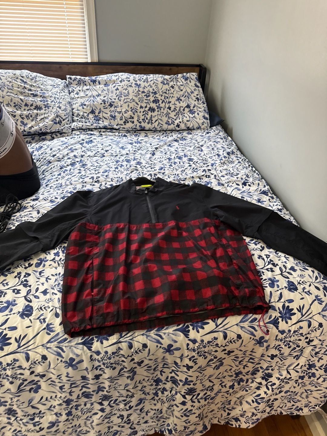 Polo Ralph Lauren Golf Red Buffalo Check Plaid Quarter-Zip Packable Jacket 1