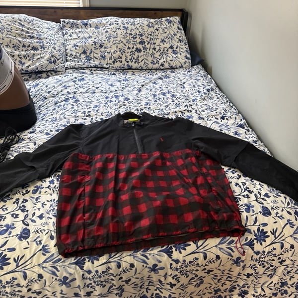 Polo Ralph Lauren Golf Red Buffalo Check Plaid Quarter-Zip Packable Jacket