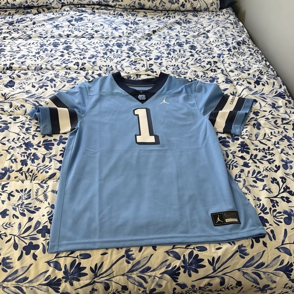 Jordan Brand North Carolina Tar Heels #1 Carolina Blue Game Football Jersey