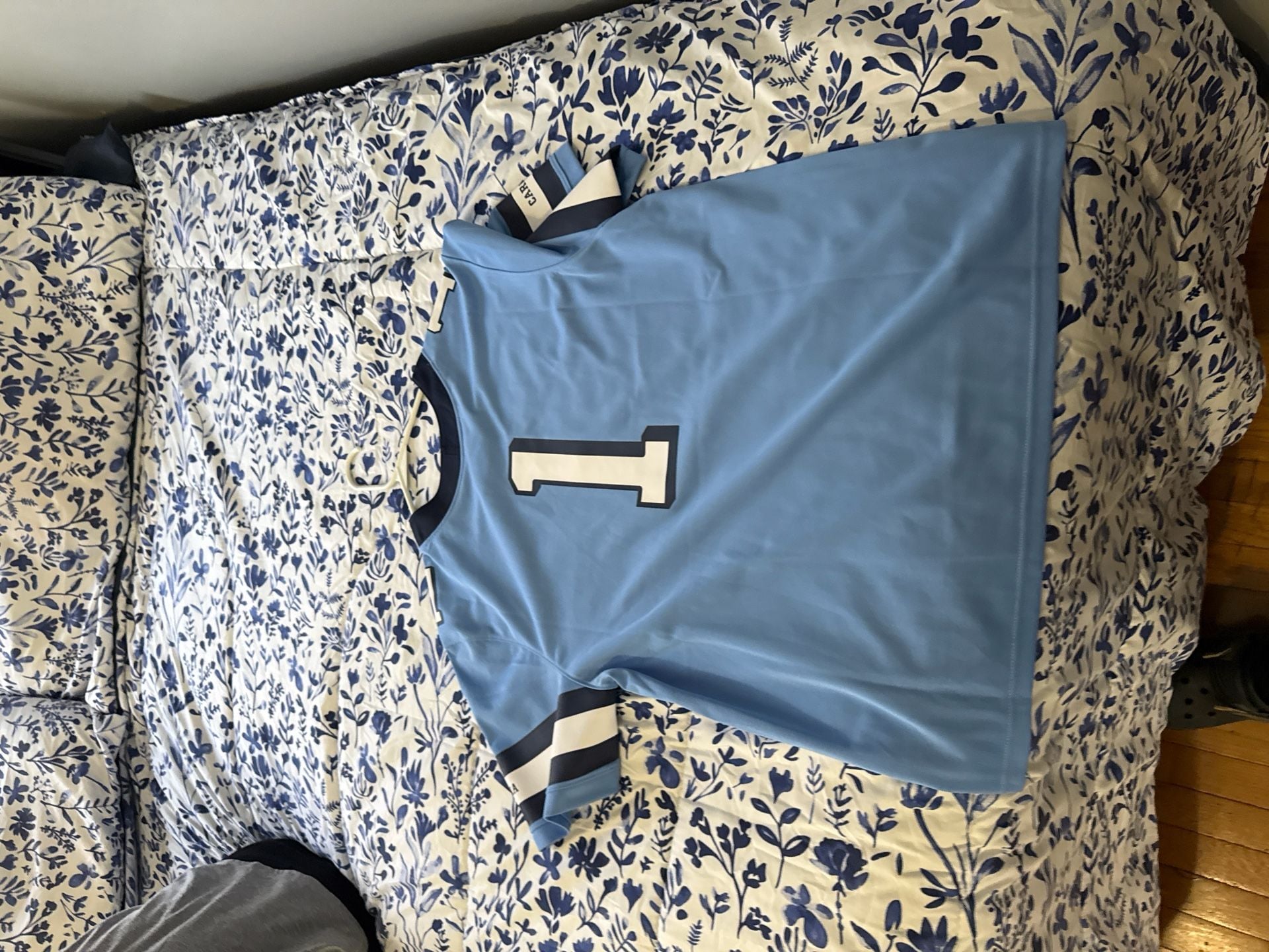 Jordan Brand North Carolina Tar Heels #1 Carolina Blue Game Football Jersey 3