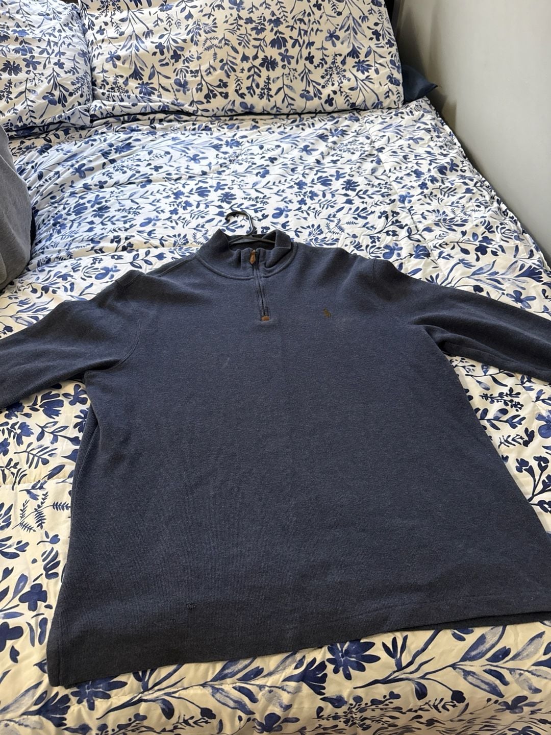 Polo Ralph Lauren Men's Navy Blue Quarter-Zip Cotton Pullover Sweater 2