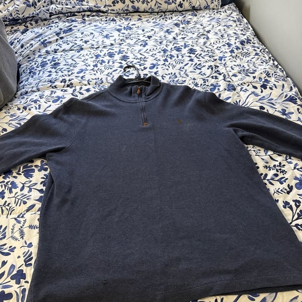 Polo Ralph Lauren Men's Navy Blue Quarter-Zip Cotton Pullover Sweater
