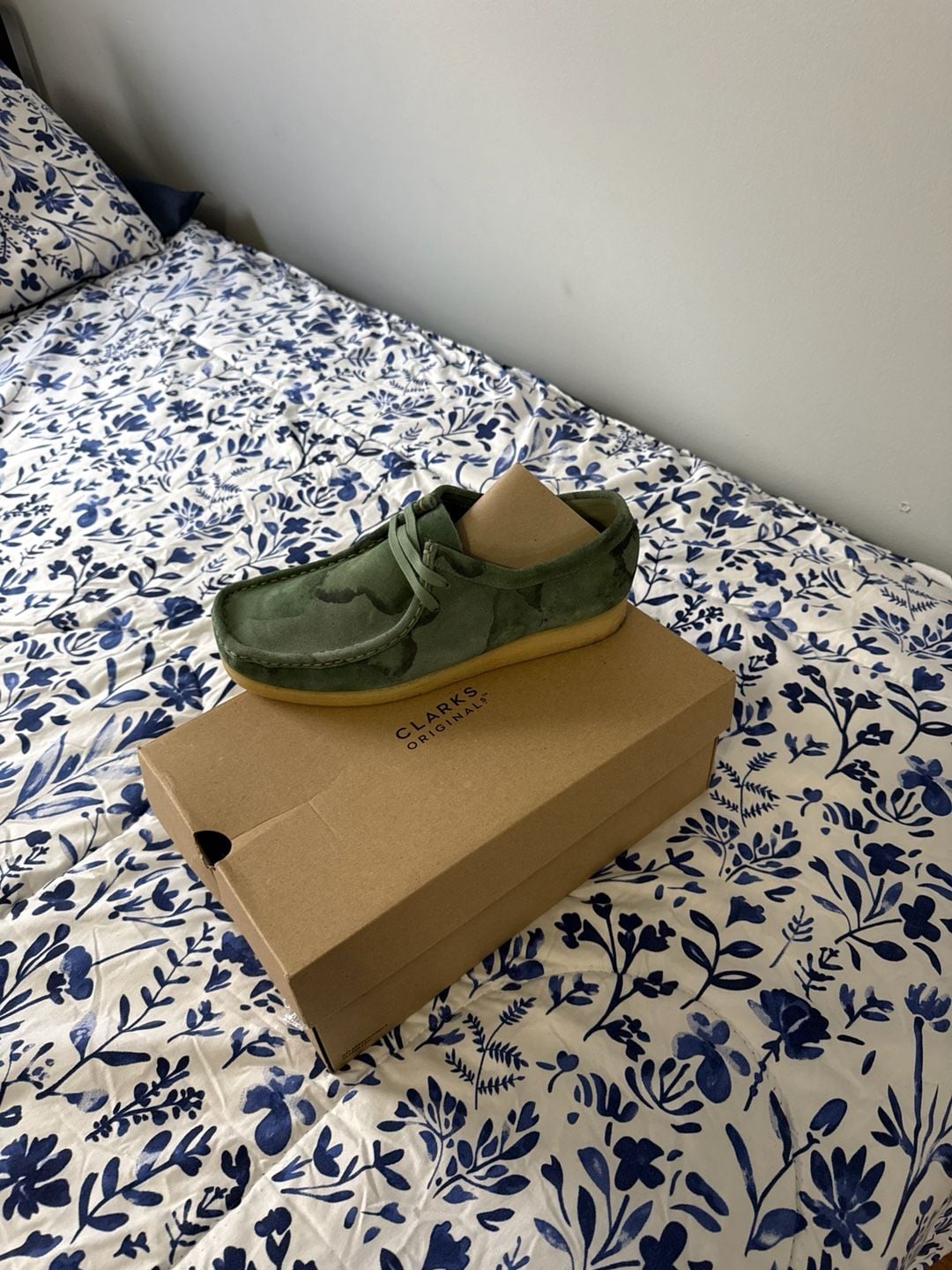 Clarks Originals Men's Wallabee Oxfords Shoes Green Camo SZ 10 1