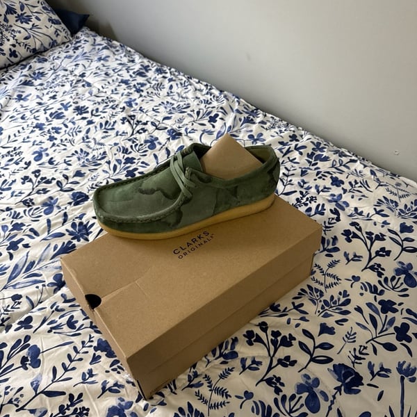 Clarks Originals Men's Wallabee Oxfords Shoes Green Camo SZ 10