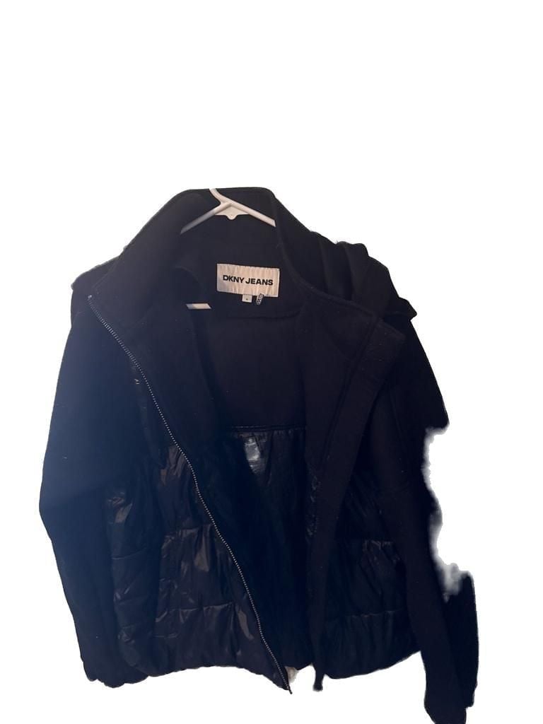 DKNY Jeans Mixed Media Hooded Jacket with Quilted Puffer Bottom 2