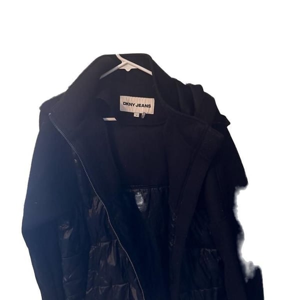 DKNY Jeans Mixed Media Hooded Jacket with Quilted Puffer Bottom