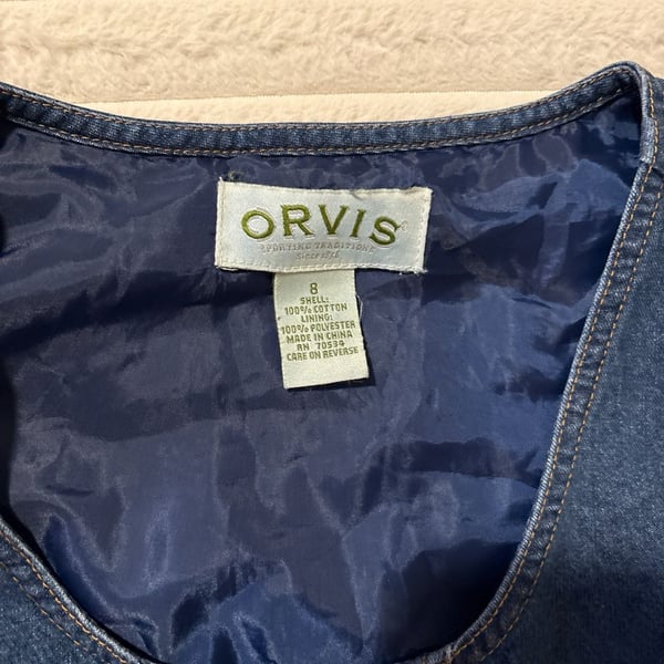 90s Y2K Orvis Denim Vest Womens Size S M, Vintage Loose Fit Cropped Dark Wash Cotton Denim - ,