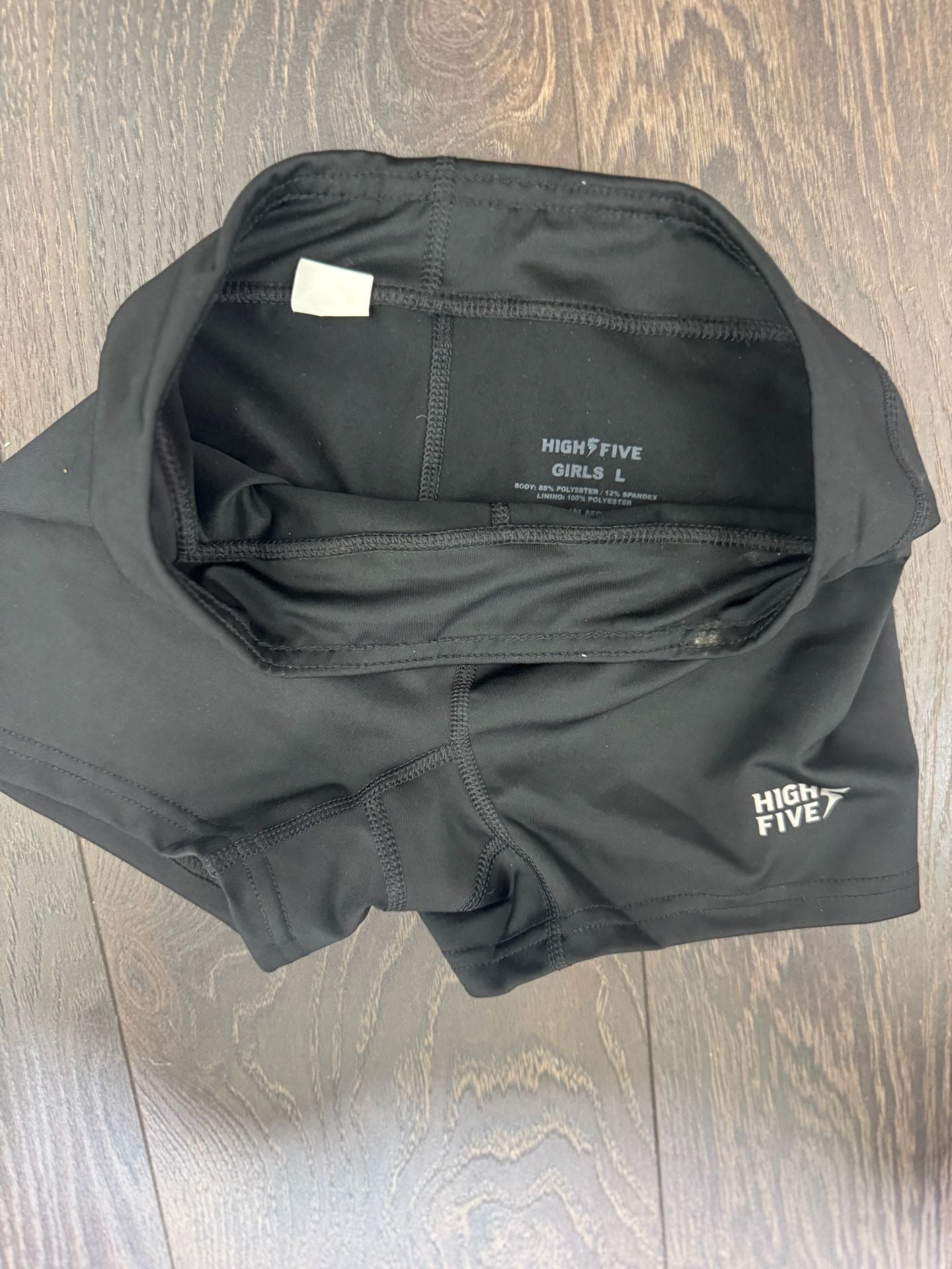 High Five Girls Black Compression Shorts Size L Athletic Volleyball Cheer
4