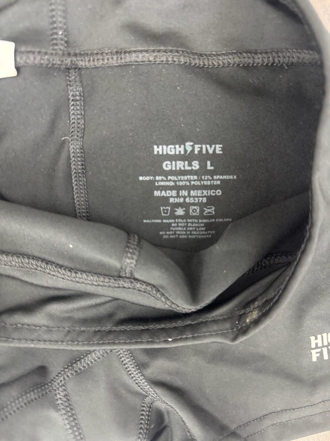 High Five Girls Black Compression Shorts Size L Athletic Volleyball Cheer
6