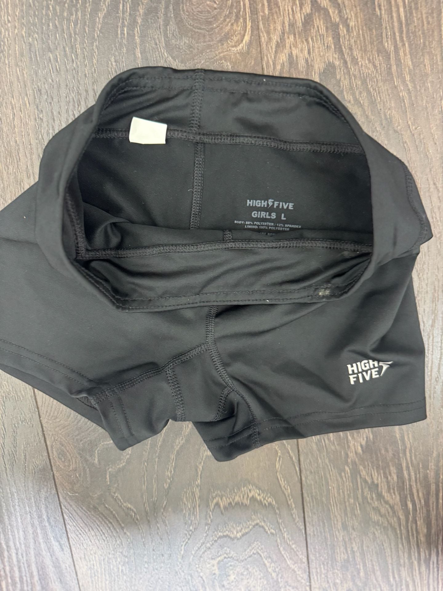 High Five Girls Black Compression Shorts Size L Athletic Volleyball Cheer
8
