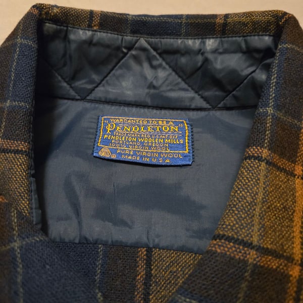 Vintage 1950s Pendleton 100% Virgin Wool Flannel  2XL  Blue/yellow Plaid  
