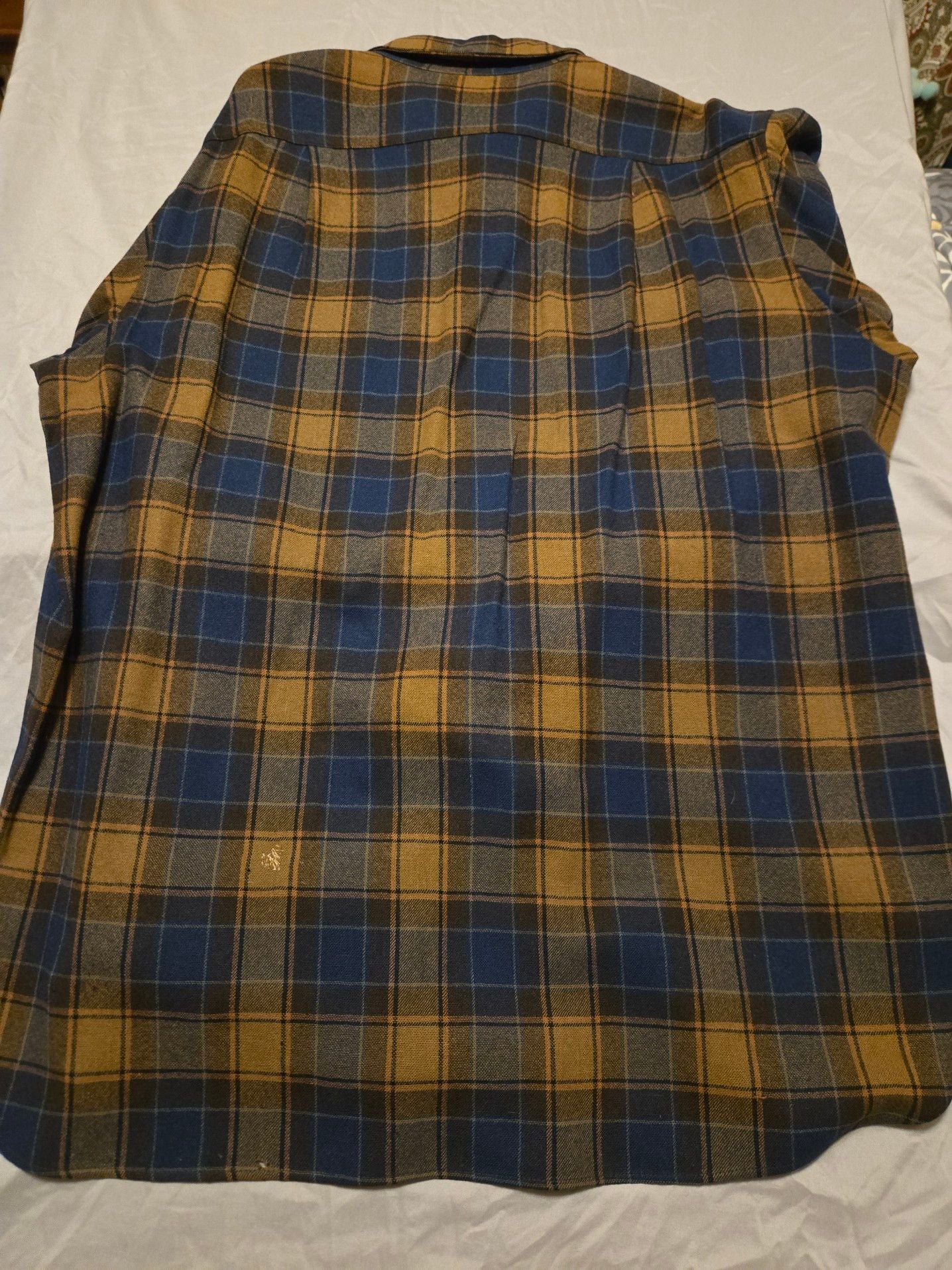 Vintage 1950s Pendleton 100% Virgin Wool Flannel  2XL  Blue/yellow Plaid   7