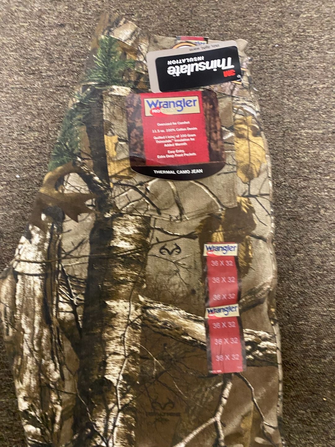 Wrangler ProGear Thermal Camo Jean Realtree Thinsulate 36x32 7
