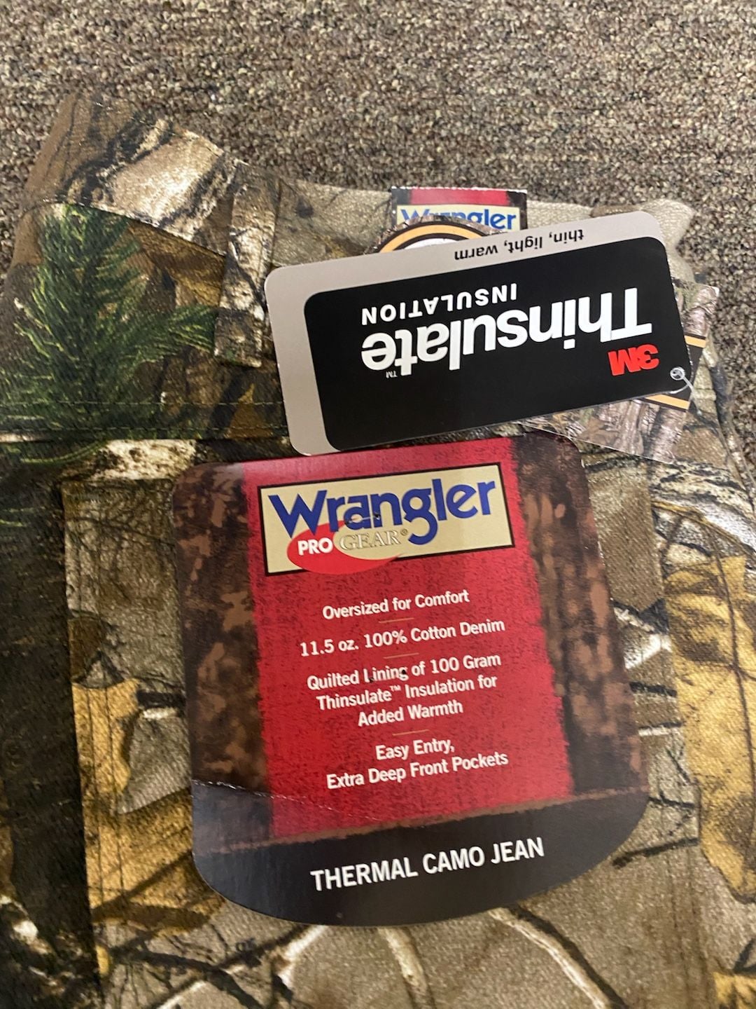 Wrangler ProGear Thermal Camo Jean Realtree Thinsulate 36x32 9