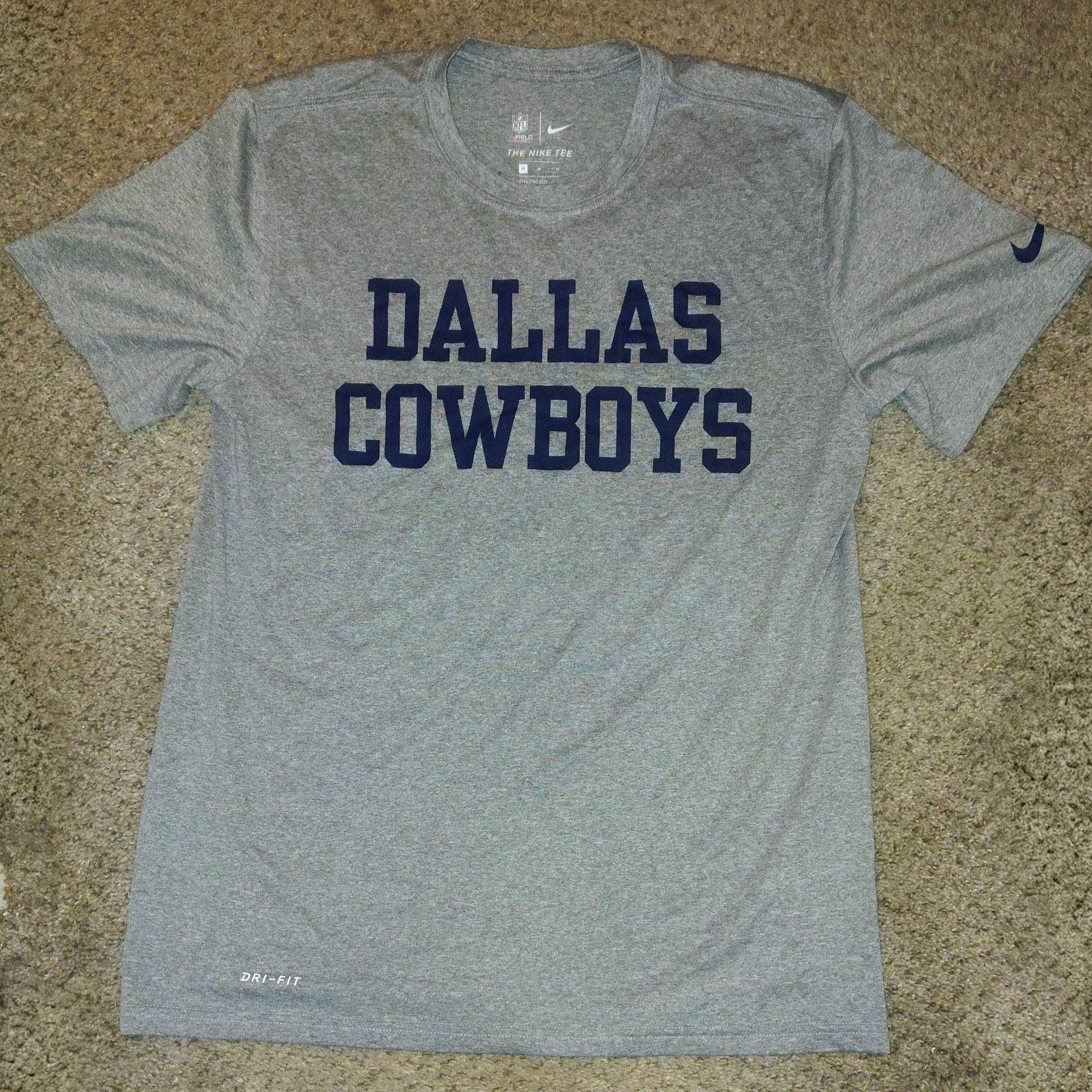 Nike Tee NFL Dallas Cowboys Size S Gray Dri-Fit Polyester Short Sleeves Applique 2