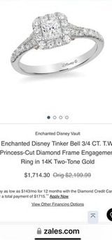 Enchanted Disney Tinker Bell 3/4 CT. PrincessCut Diamond Ring 14K 2