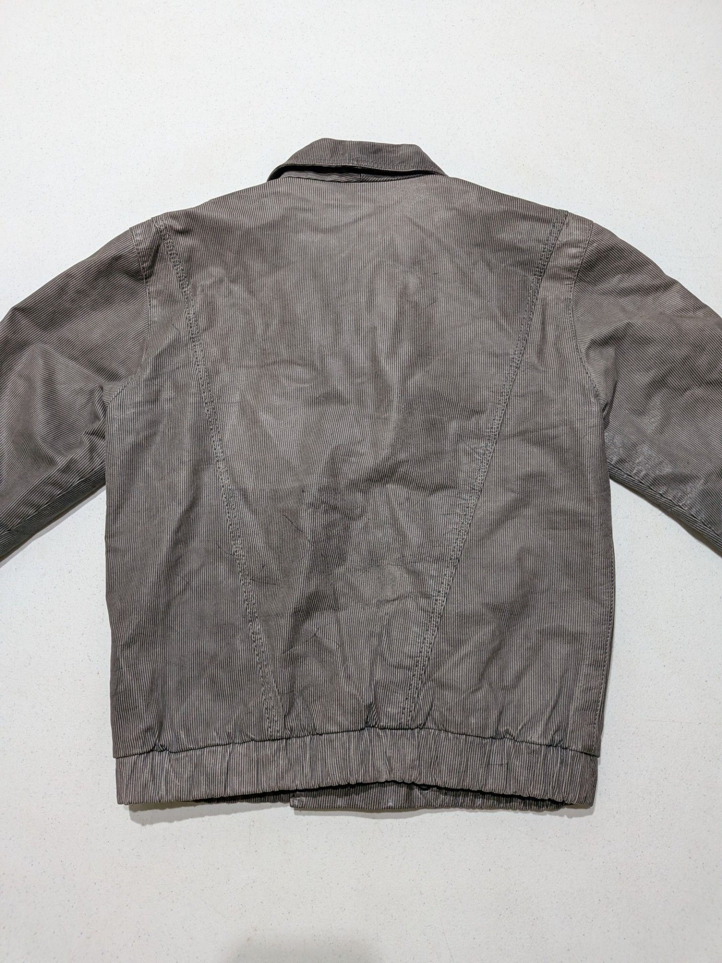 Vintage Liaison Pinstripe Double Breasted Bomber Jacket, Grey, Small 3