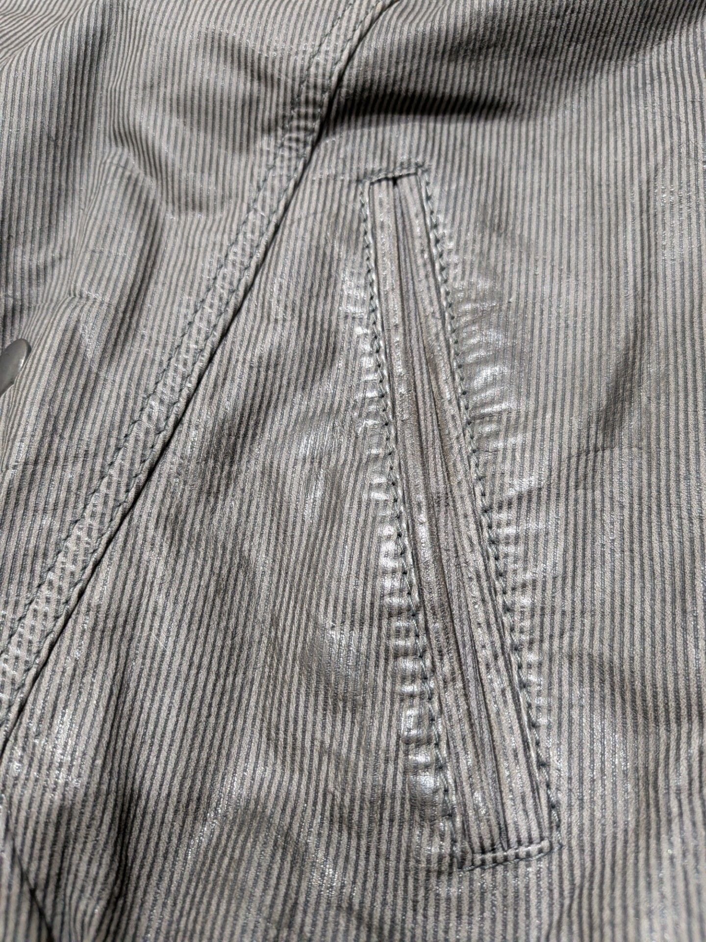 Vintage Liaison Pinstripe Double Breasted Bomber Jacket, Grey, Small 7