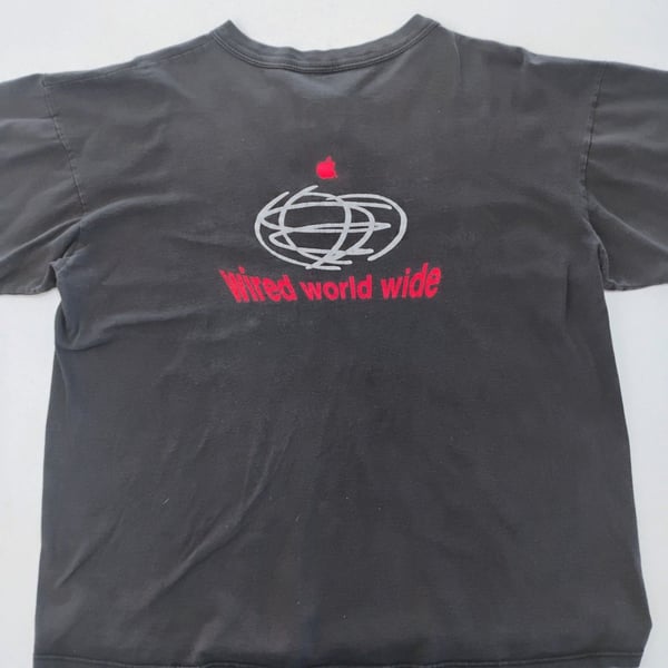 Vintage Apple  Shirt, Henley Apple Education Wired World XL Rare Tech