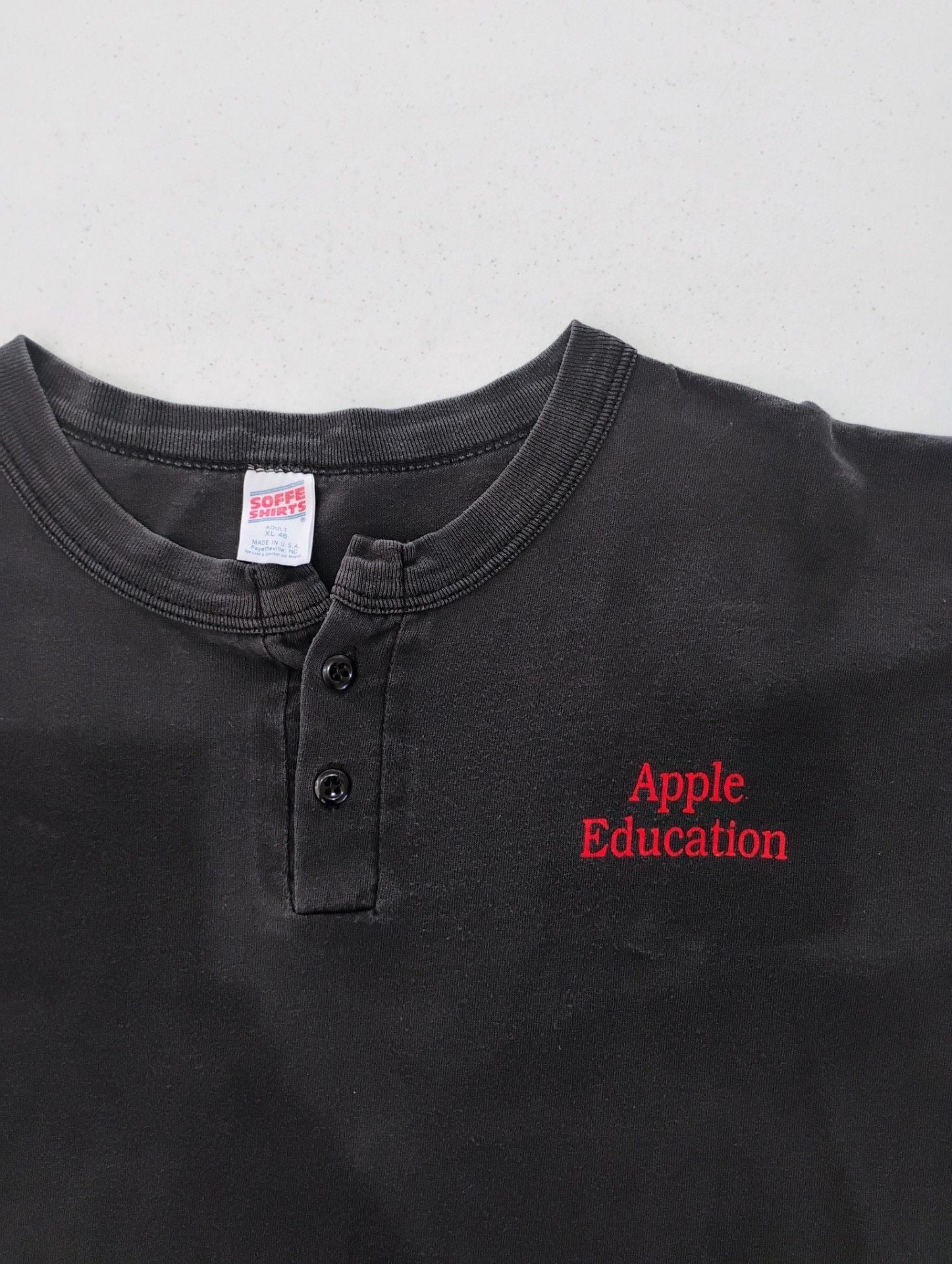 Vintage Apple Shirt, Henley Apple Education Wired World XL Rare Tech 4