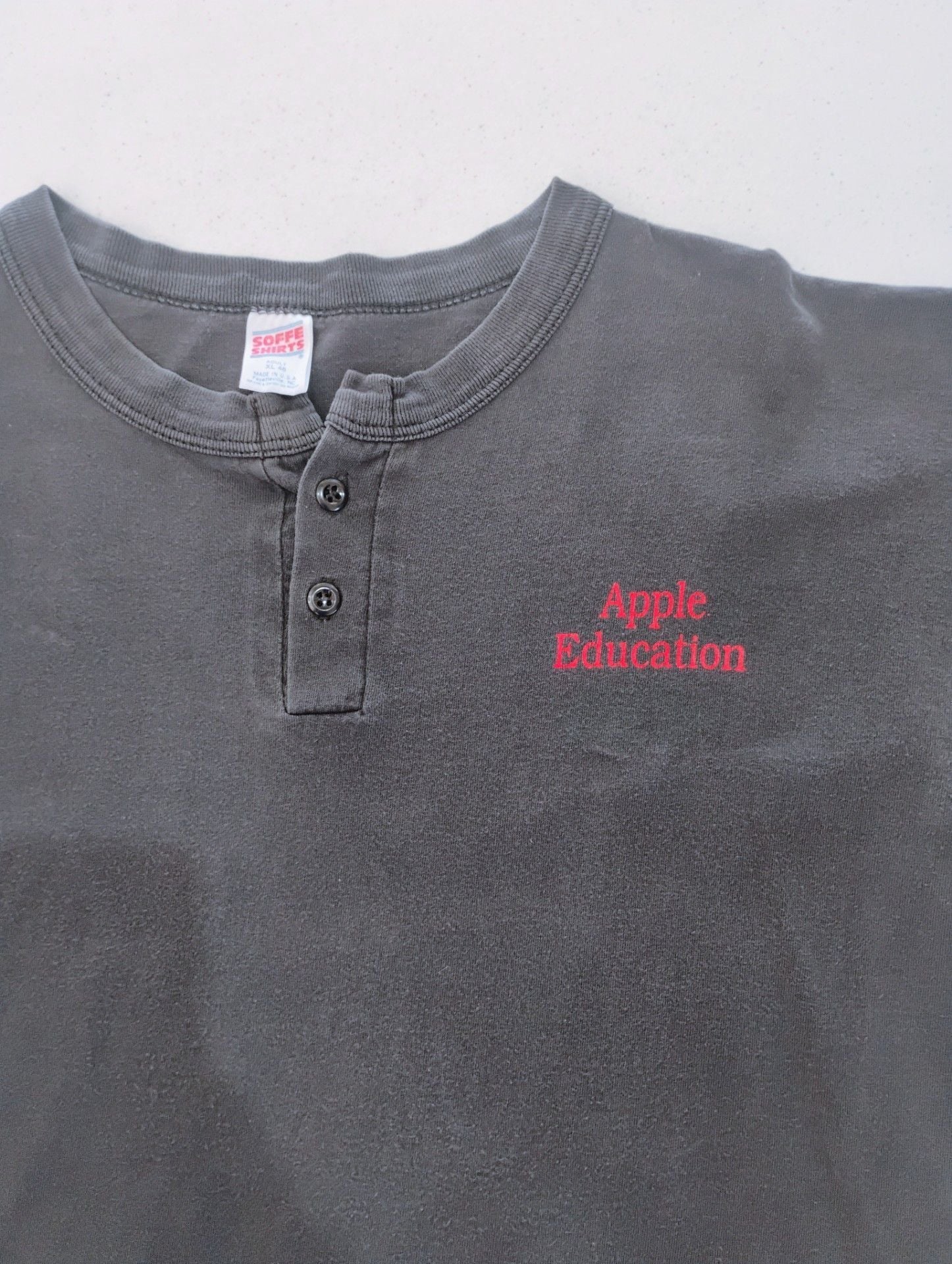 Vintage Apple Shirt, Henley Apple Education Wired World XL Rare Tech 9