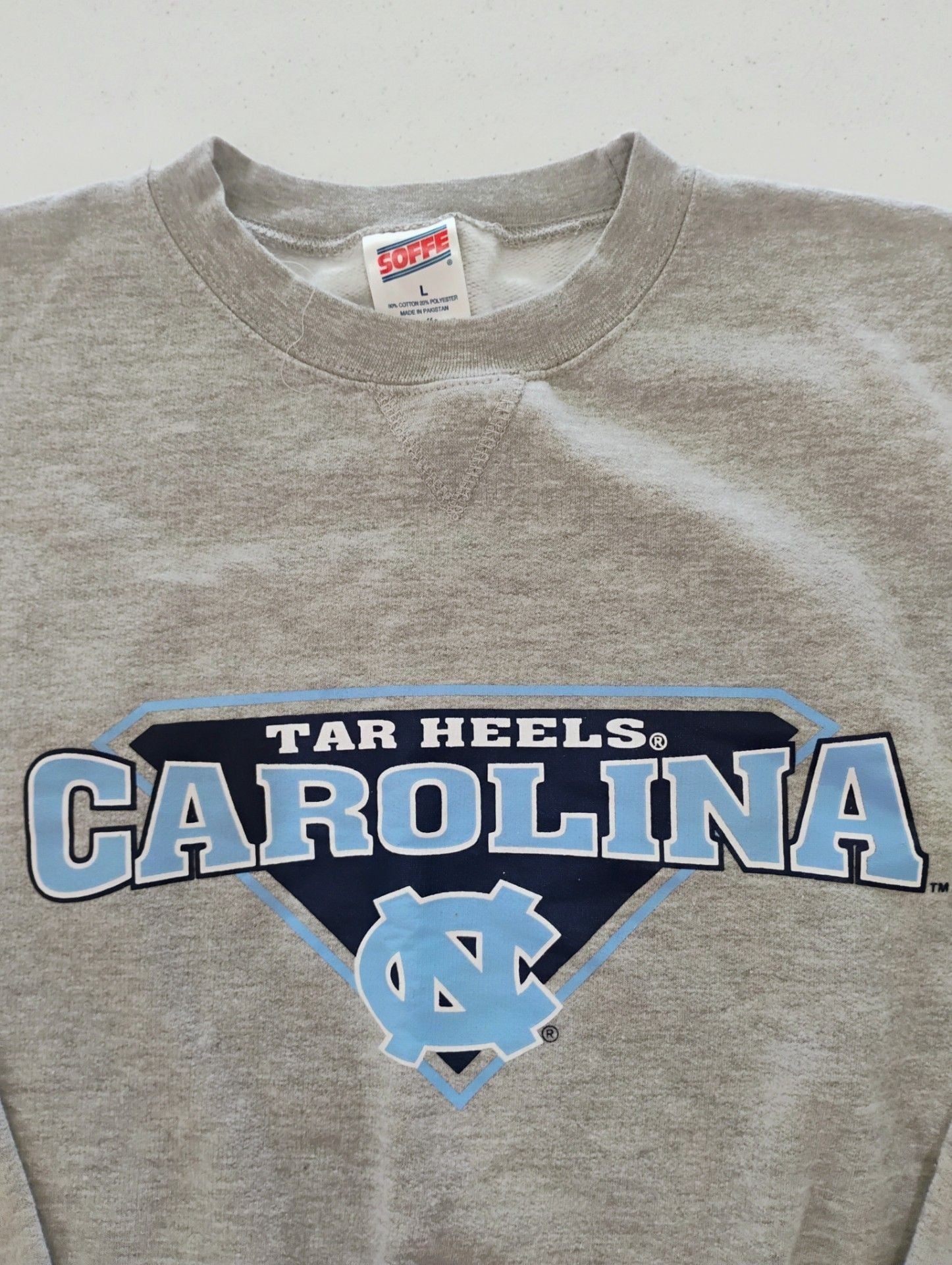 Vintage UNC Tar Heels Carolina Crewneck Sweatshirt Grey Soffe Men's Large 3