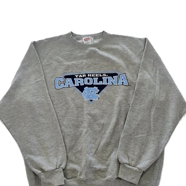 Vintage UNC Tar Heels Carolina Crewneck Sweatshirt Grey Soffe Men's Large