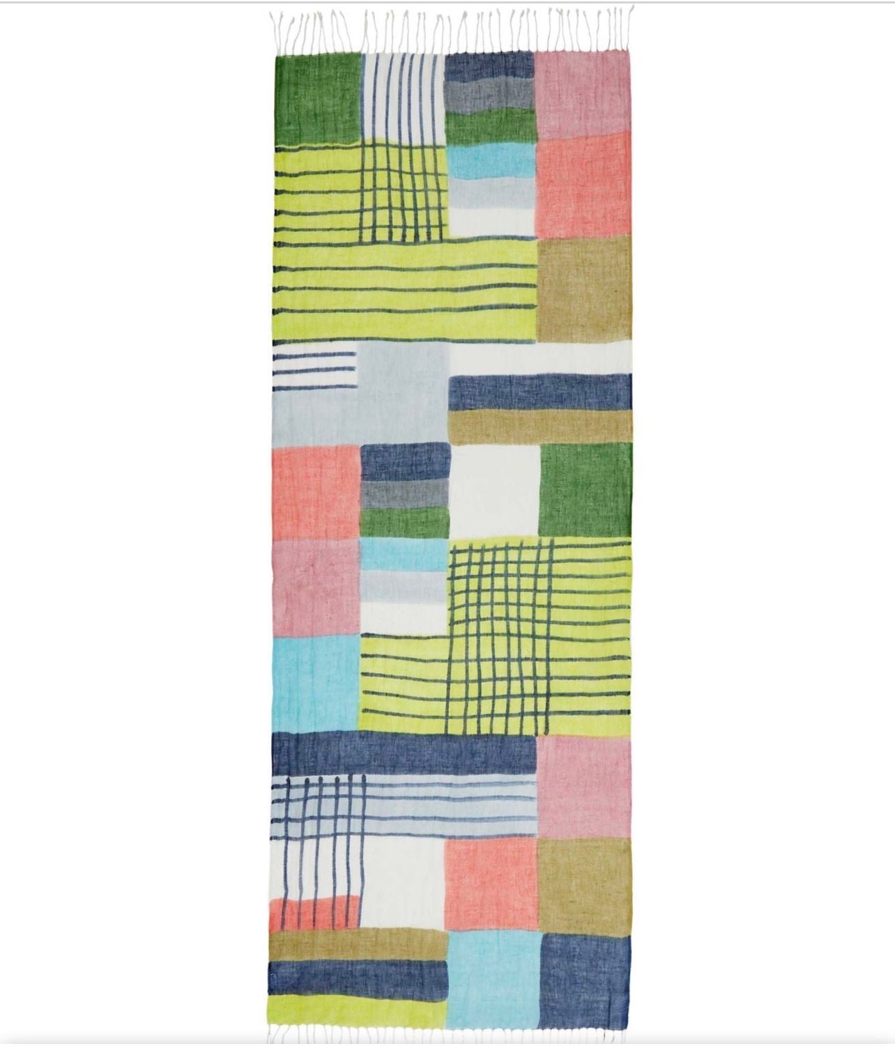 NWT OSKA Schal 408 Lightweight Check Scarf Kiwi Green Multi 2
