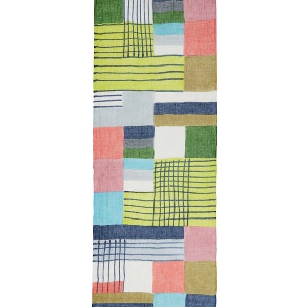 NWT OSKA Schal 408 Lightweight Check Scarf Kiwi Green Multi
