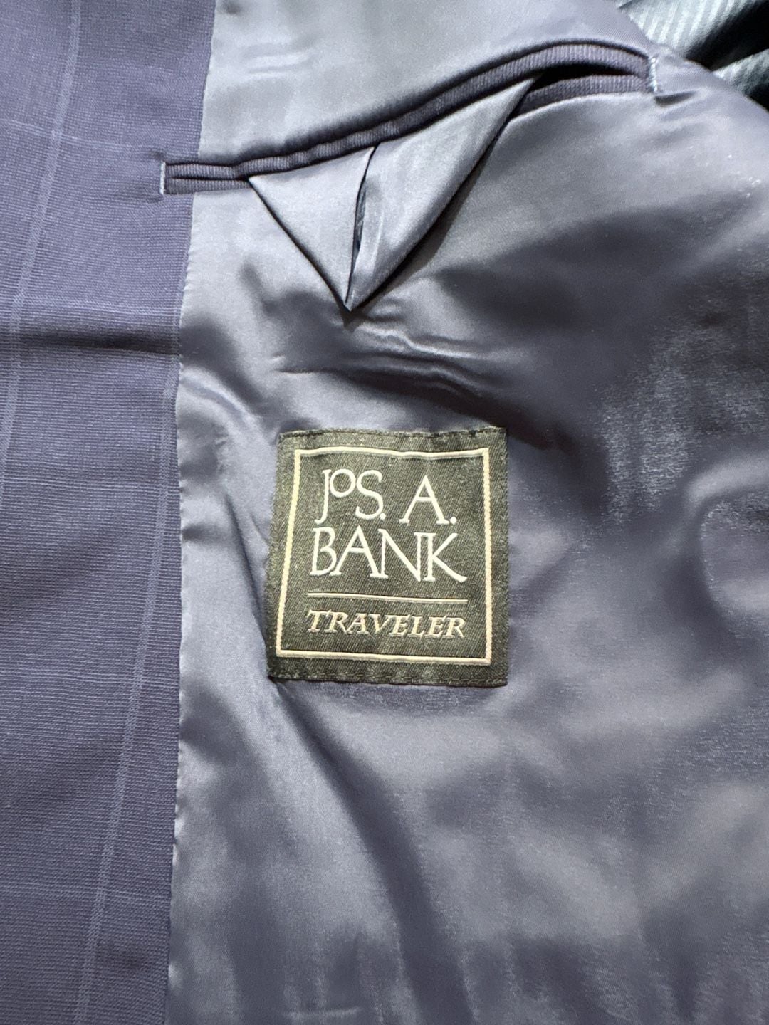 Jos. A. Bank Traveler Tailored Fit Blue Plaid 100% Wool Suit Jacket 44R 2