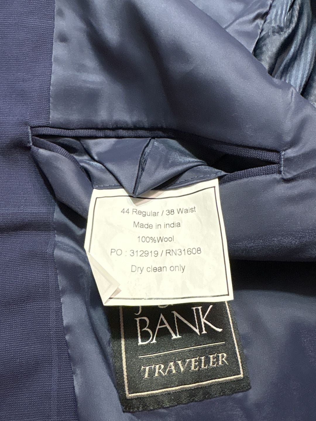 Jos. A. Bank Traveler Tailored Fit Blue Plaid 100% Wool Suit Jacket 44R 3