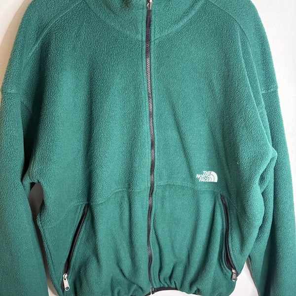 Vintage The North Face Full Zip Fleece Jacket Green  
