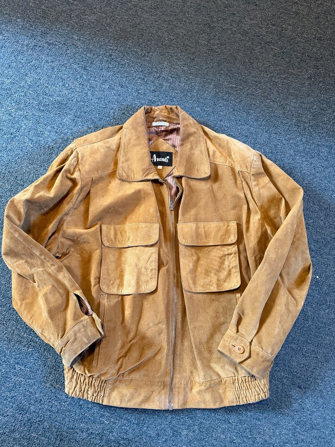 Vintage Avanti Tan Suede Leather Bomber Jacket Made in Yugoslavia Size L 2