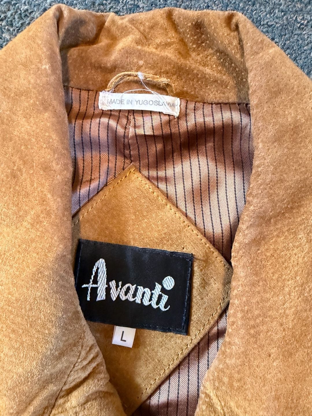 Vintage Avanti Tan Suede Leather Bomber Jacket Made in Yugoslavia Size L 3