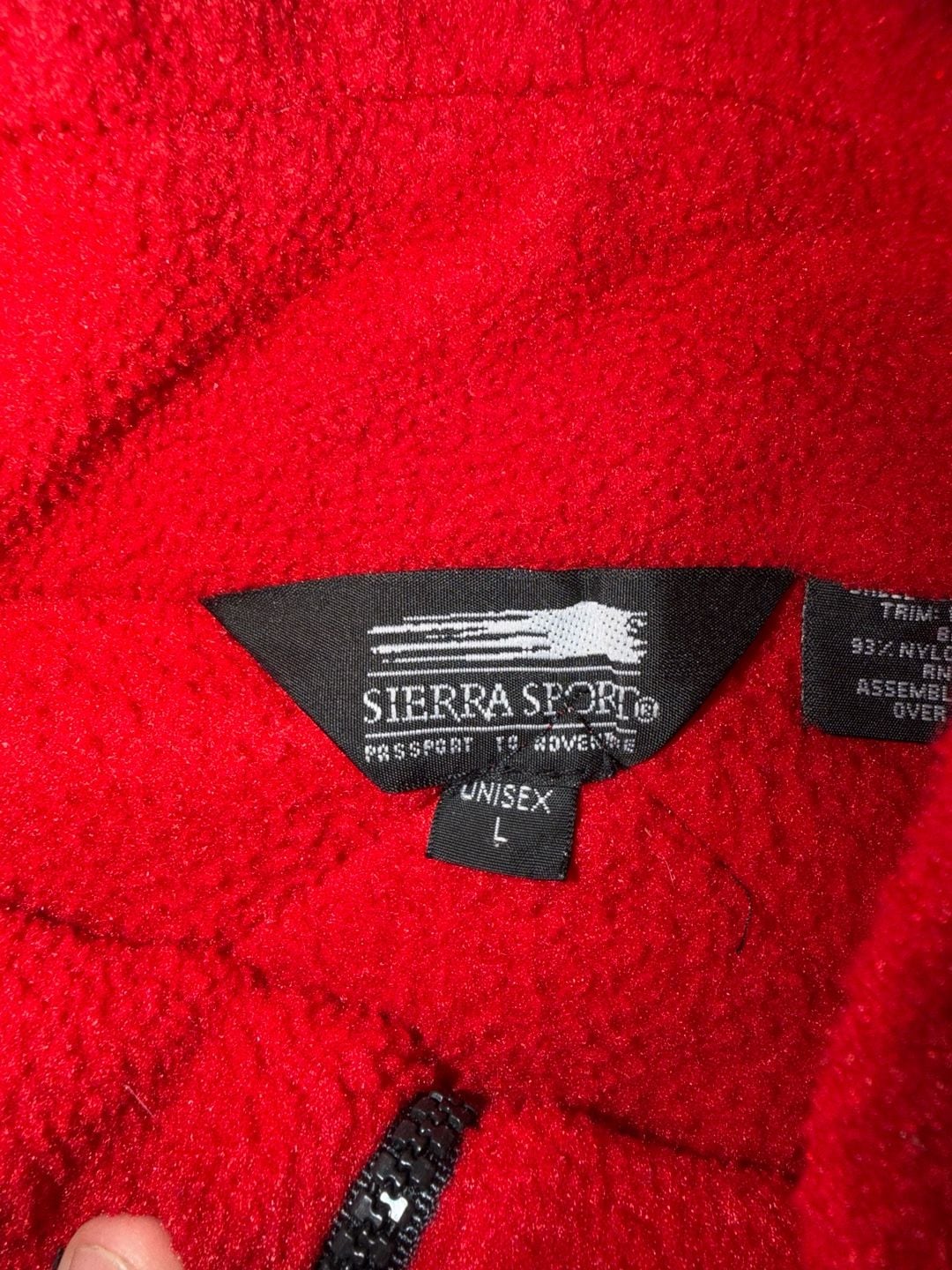 Vintage Sierra Sport Vail China Bowl Red Fleece 1/2 Zip Pullover Unisex Large 3