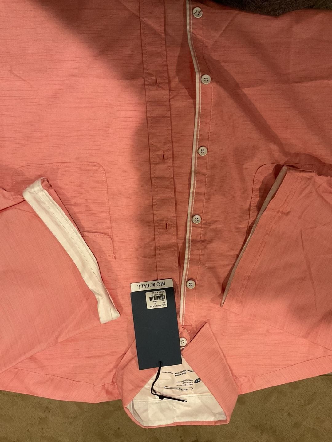 Pro Tour Big & Tall Athletic Stretch Short Sleeve Shirt, Coral, Men's Size 2X 3