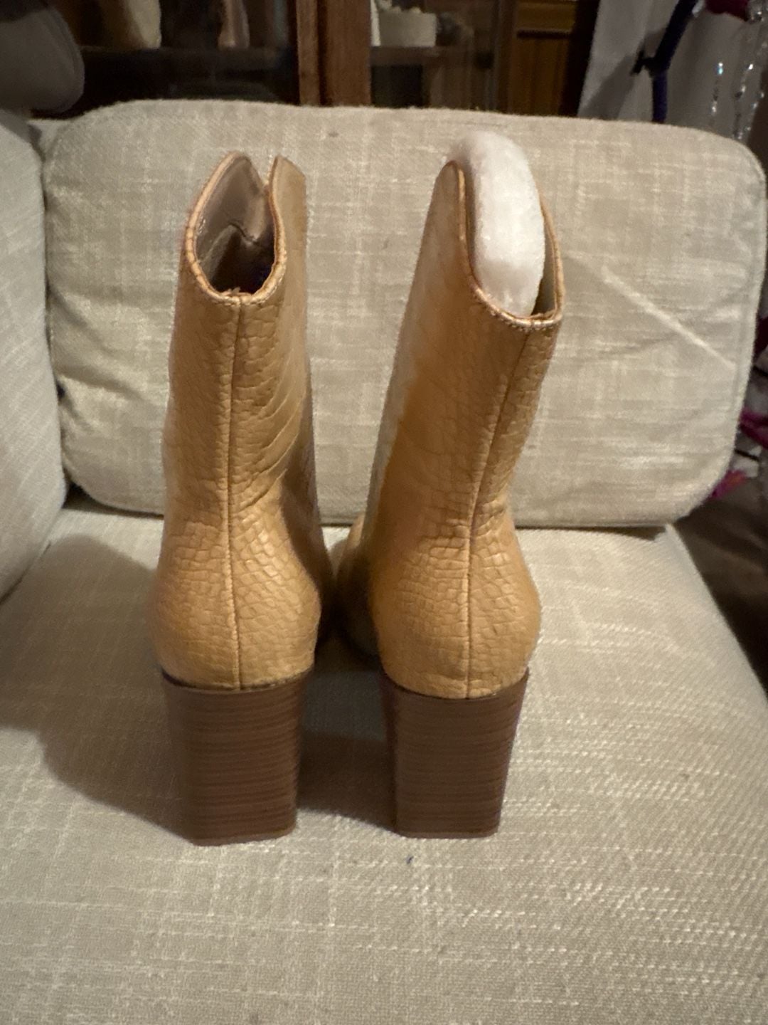 Journee Collection Brekinn Tru Comfort Foam Tan Croc Embossed Square Toe Bootie 2