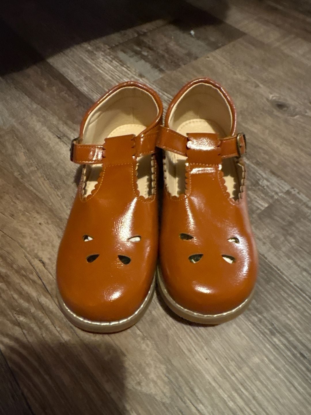 Felix & Flora Toddler Girl Brown Faux Leather Cutout T-Strap Mary Jane Dress Shoes 1