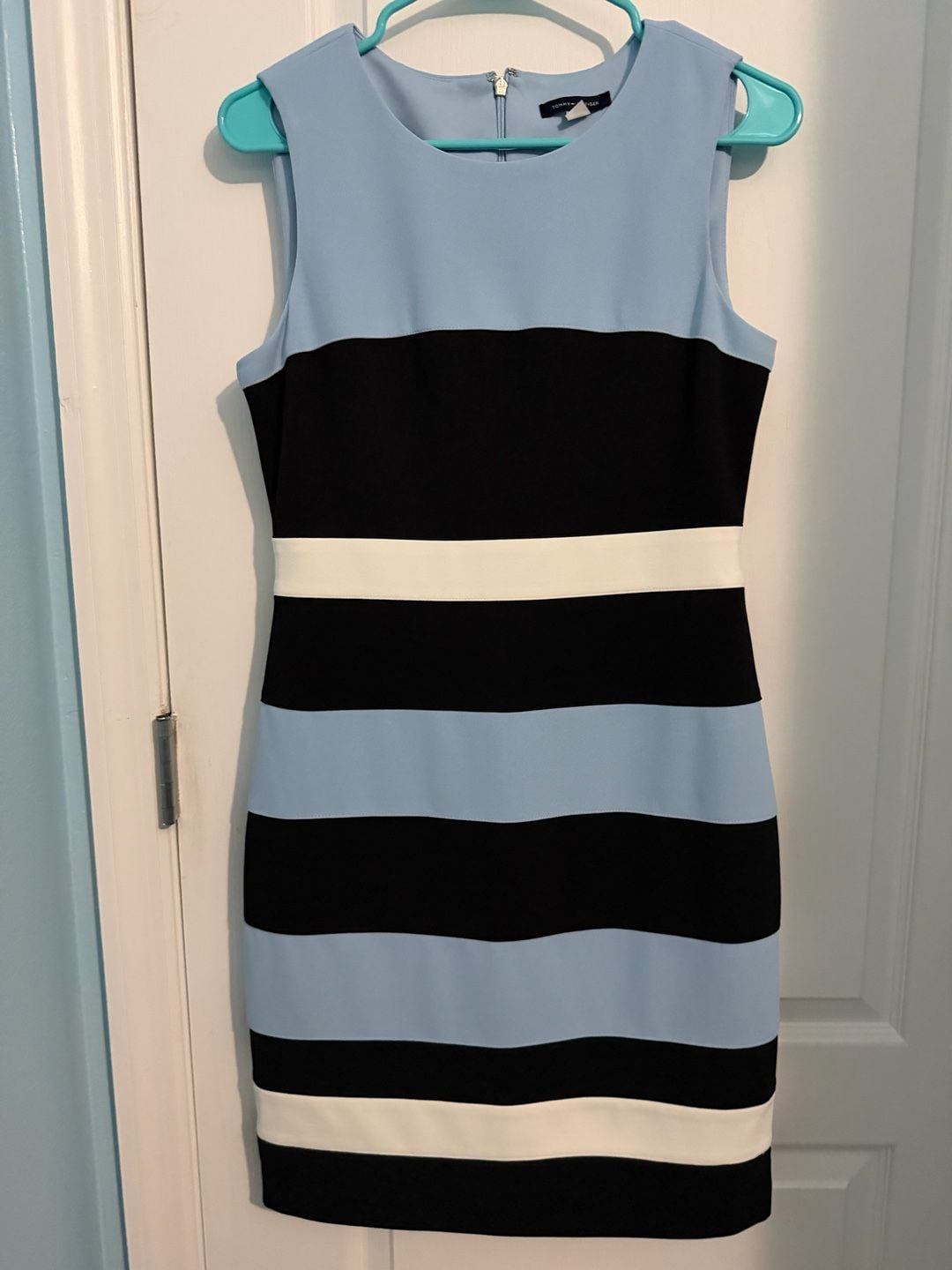 Tommy Hilfiger Scuba Crepe Colorblock Striped Sleeveless Sheath Dress Size 6 2