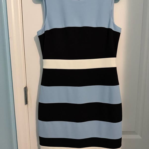 Tommy Hilfiger Scuba Crepe Colorblock Striped Sleeveless Sheath Dress Size 6