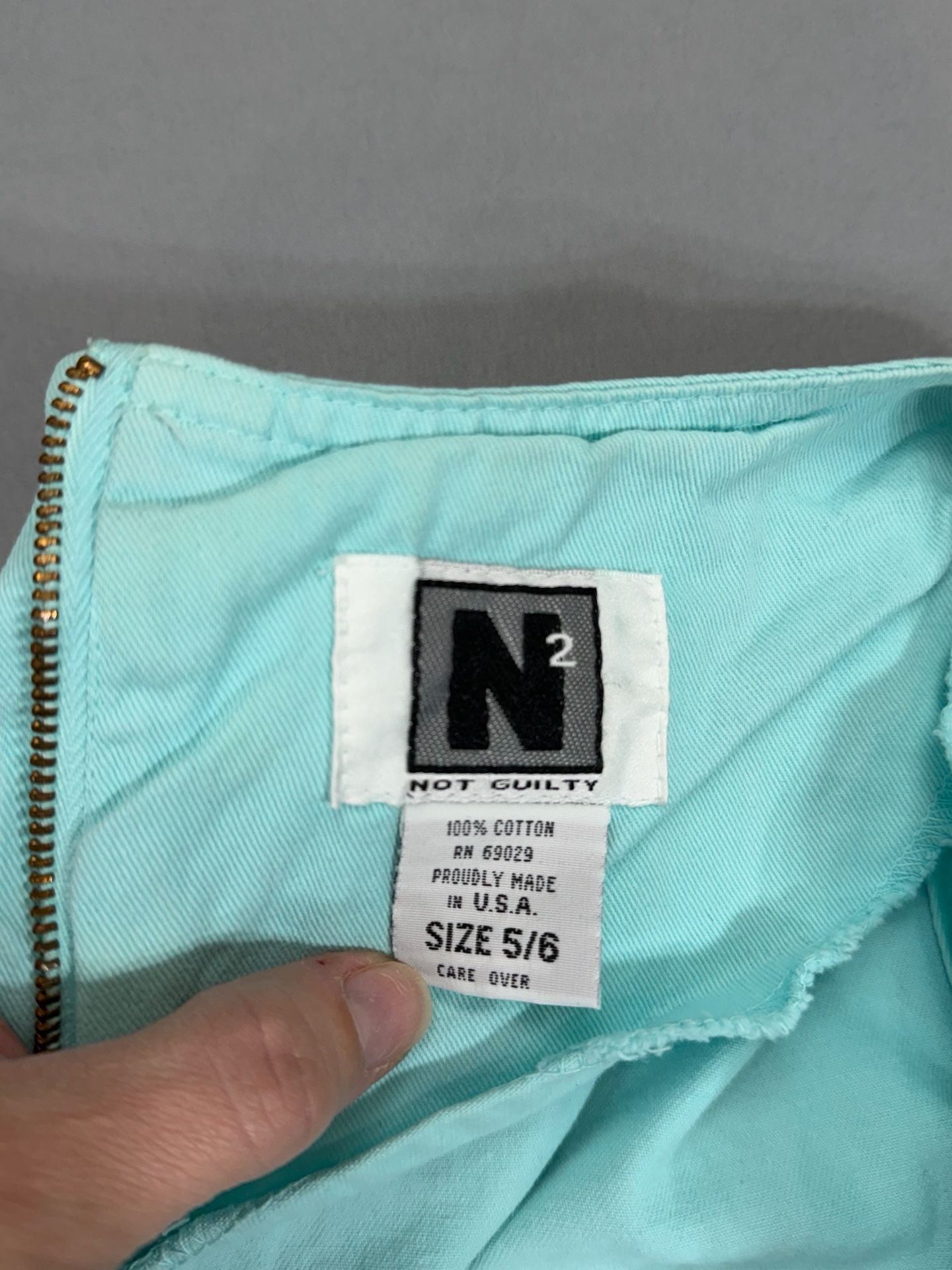 N2 Not Guilty Vintage Aqua Blue Cotton Sleeveless Shift Dress Size 5/6 6