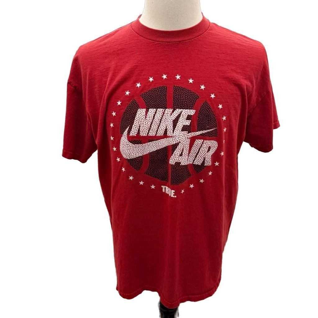 Vintage Y2K Distressed Nike Silver Tag Air True Basketball Red Graphic T-Shirt XL 2