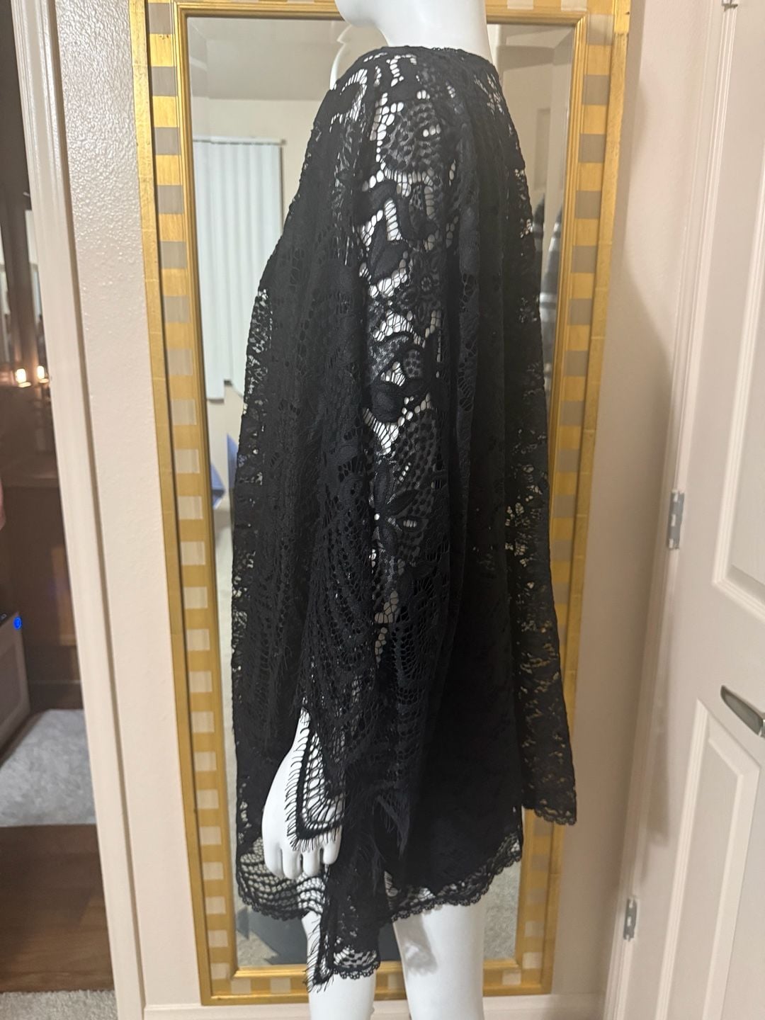 In Bloom by Jonquil Black Floral Lace High-Low Kimono Cardigan Cover-Up One Size 3