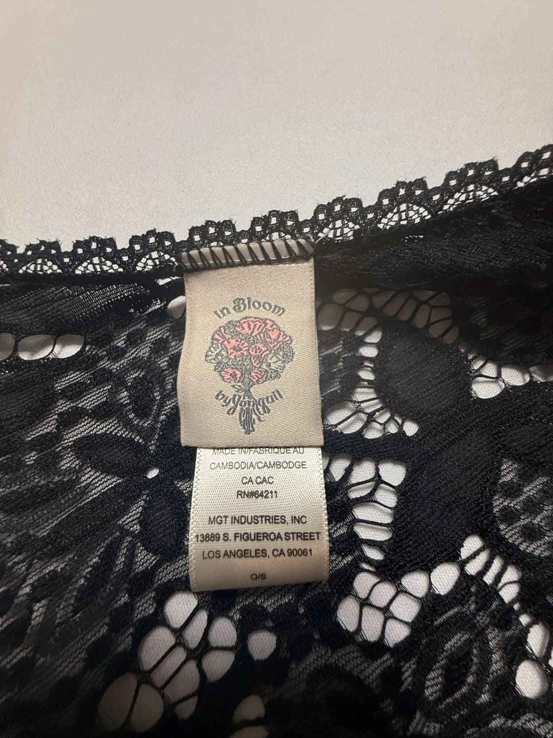 In Bloom by Jonquil Black Floral Lace High-Low Kimono Cardigan Cover-Up One Size 5